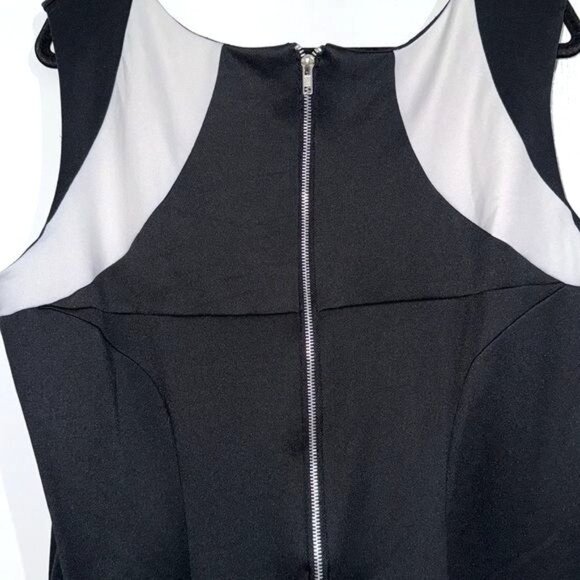 Ashley Stewart Black/White Sleeveless Mesh Panel Dress Size 18 Polyester/Spandex - Picture 7 of 8